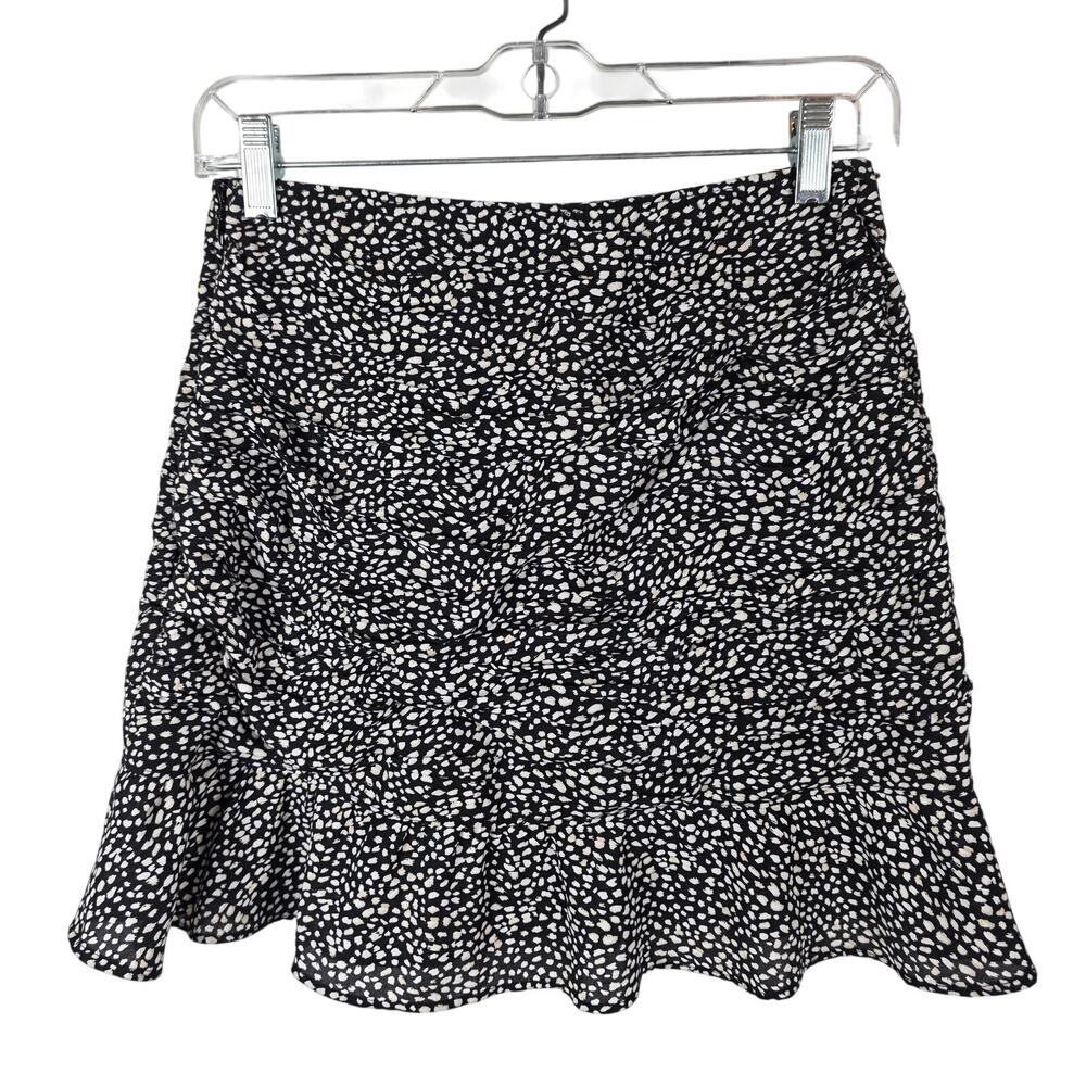 Abercrombie & Fitch Floral Ruffle Mini Skirt Sz S Black White Ditsy Print Lined